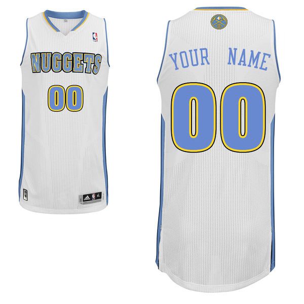 Men Denver Nuggets White Custom Authentic NBA Jersey